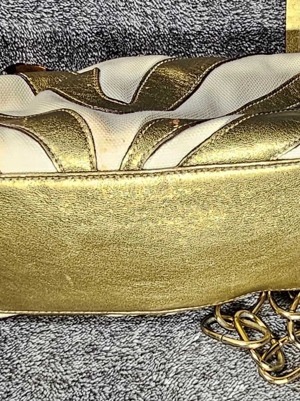 Coach Gold and Brown Chain Strap Crossbody Bag